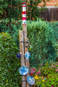 Garden decoration made of shells, lighthouse decoration Garden decoration made of shells, lighthouse decoration